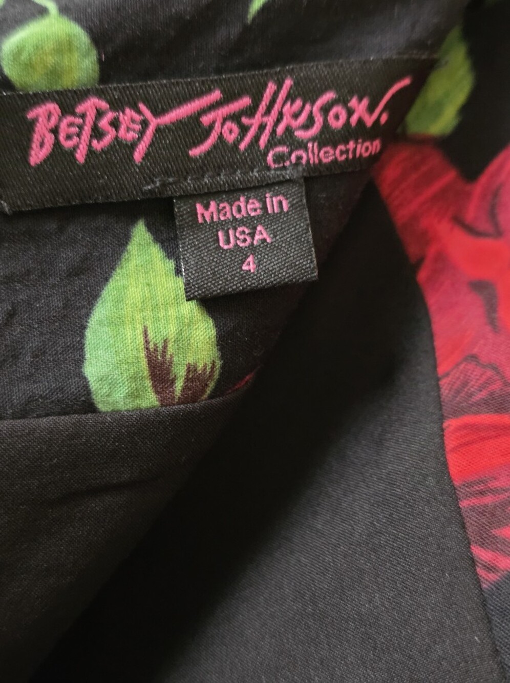 Betsey Johnson Romantic Rose Print Fit & Flare Dress Sz 4 USA Pin Up Rockabilly - Picture 9 of 13